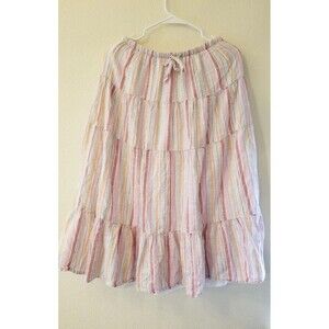 American Eagle Womens Pink Tiered Midi Skirt Sz S Cottage Prairie Boho Peasant